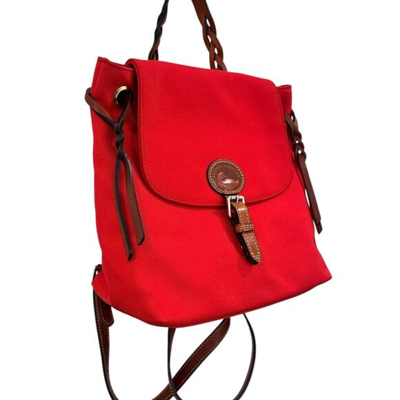 Dooney & Bourke Nylon Flap Backpack In Red - Picture 4 of 12